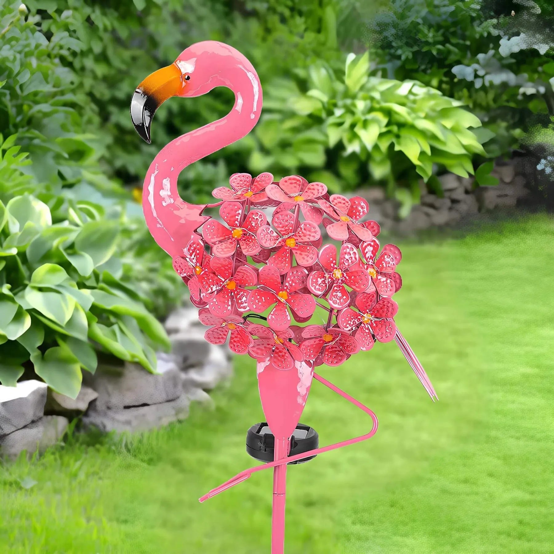FlamiGlow – Solar Flamingo Have Stake med LED-blomster