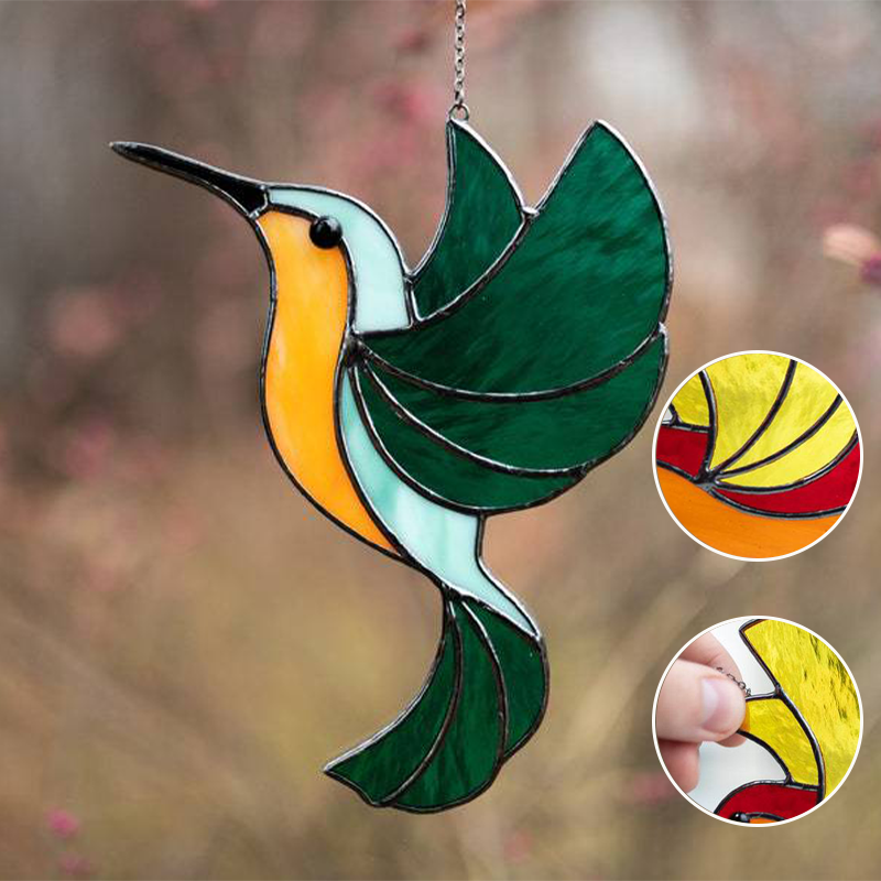 HummiGlow Kunstnerisk Suncatcher – Magiske Lysrefleksioner med Kolibridesign