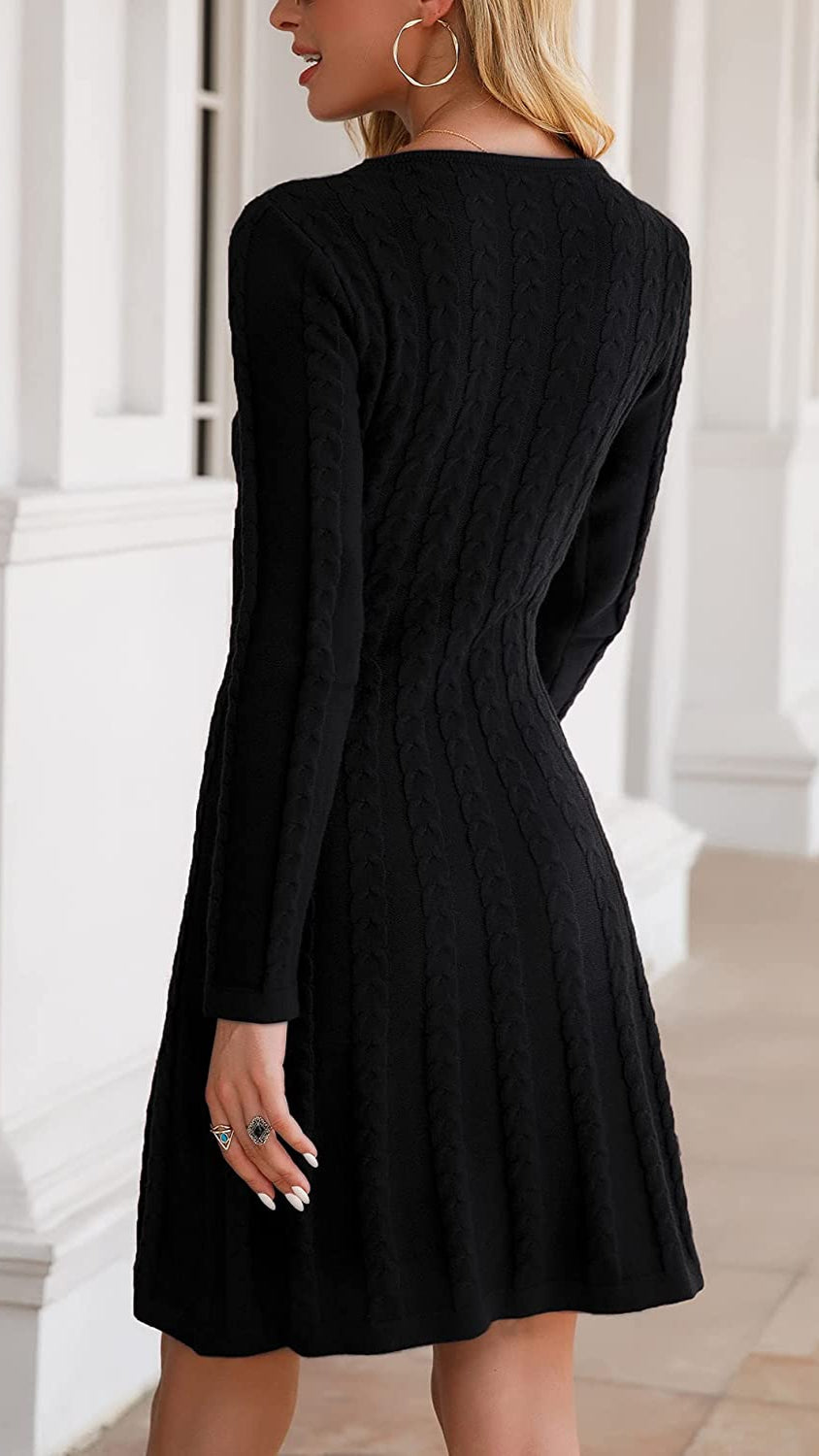 Maja - Behagelig slim fit strikkjole med langt ærme