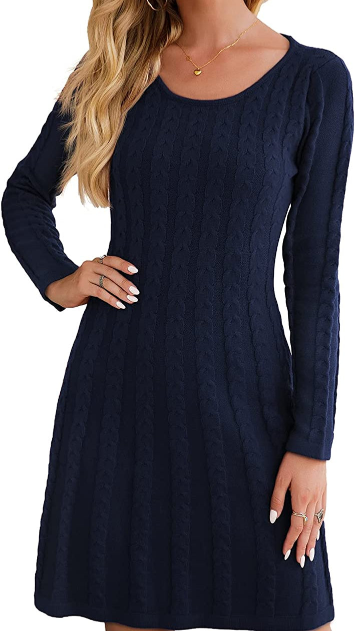 Maja - Behagelig slim fit strikkjole med langt ærme