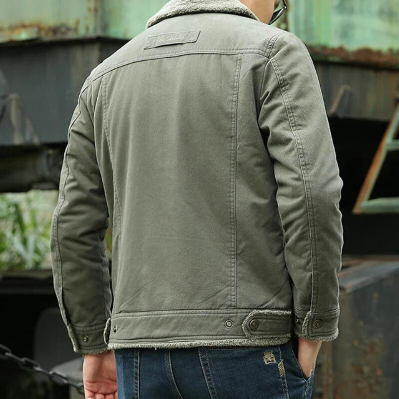 Tom - Denimjakke med fleecefor og knapper