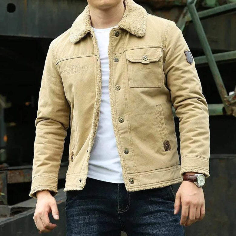Tom - Denimjakke med fleecefor og knapper