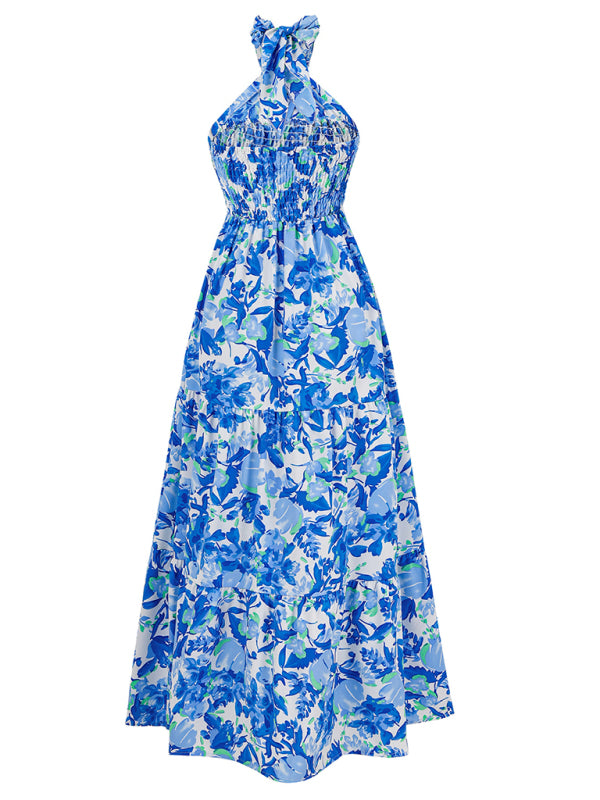 Delia - Blomstrende Halterneck Maxikjole