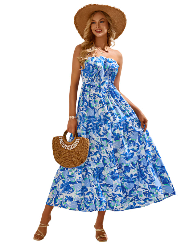 Delia - Blomstrende Halterneck Maxikjole