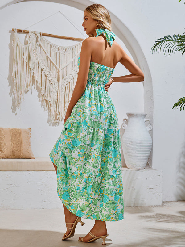 Delia - Blomstrende Halterneck Maxikjole