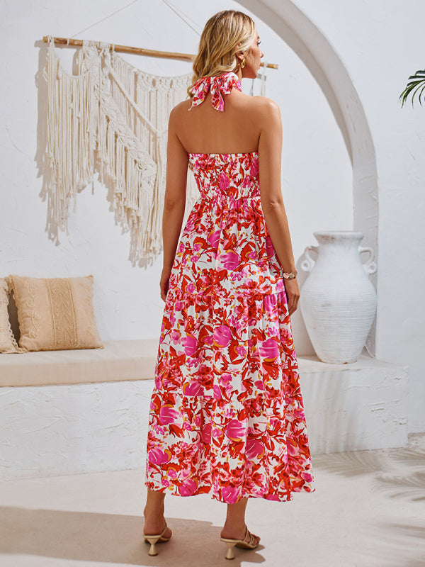 Delia - Blomstrende Halterneck Maxikjole
