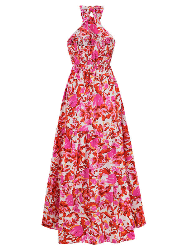 Delia - Blomstrende Halterneck Maxikjole