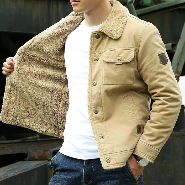 Tom - Denimjakke med fleecefor og knapper