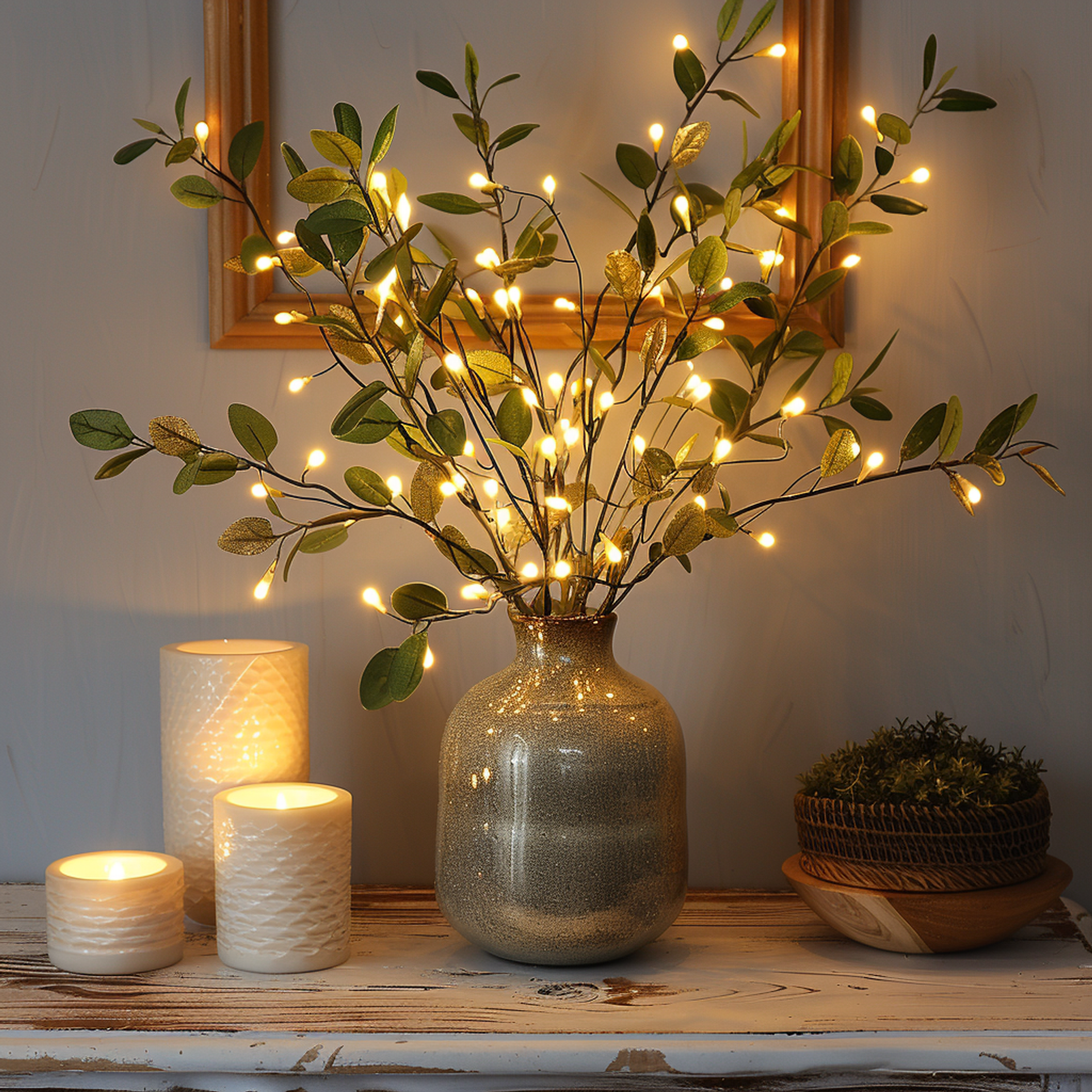 OliveLume LED-lampe – Naturlig Skønhed med Olivengren-Design