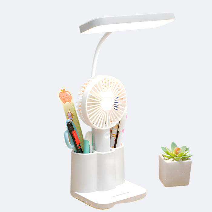 BrightBreeze - Alt-i-en skrivebordsorganisator med LED-lampe og miniventilator