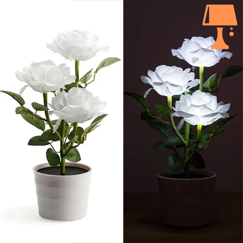 LumiRose – Solcelledrevet rosenplantepottelampe med blød LED-glød