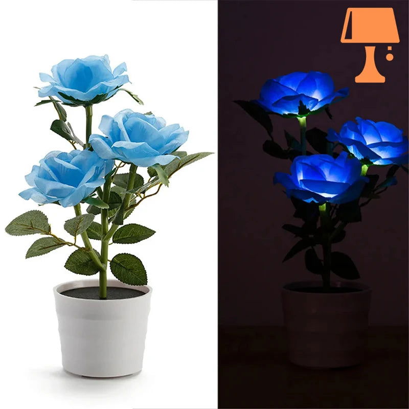 LumiRose – Solcelledrevet rosenplantepottelampe med blød LED-glød