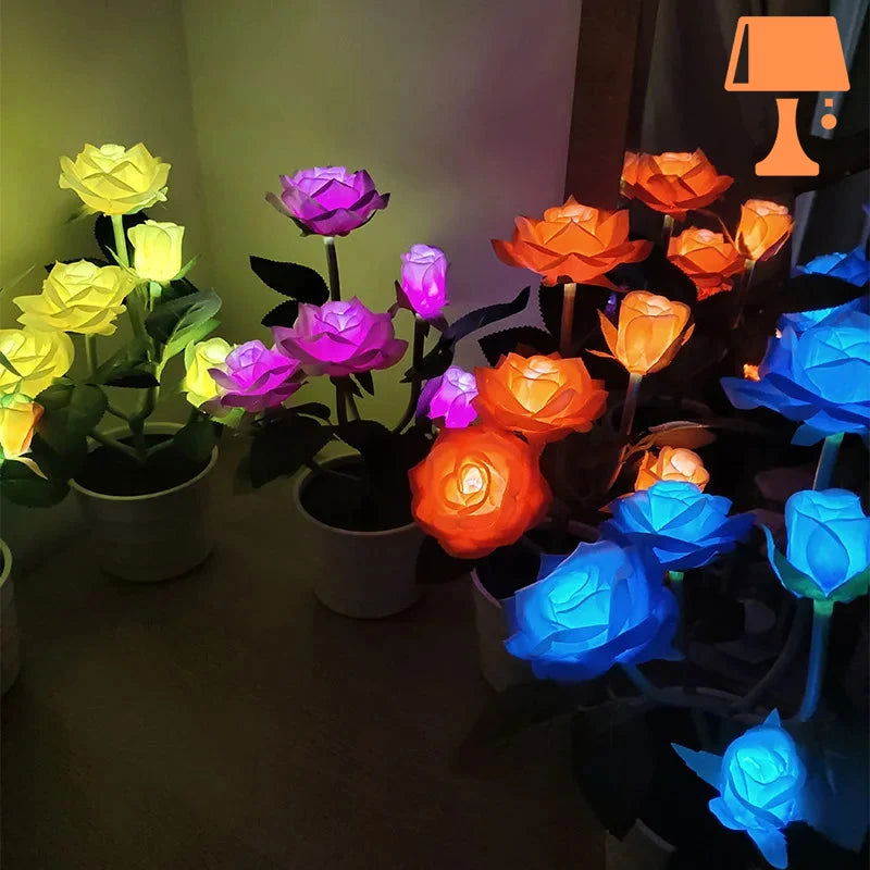 LumiRose – Solcelledrevet rosenplantepottelampe med blød LED-glød