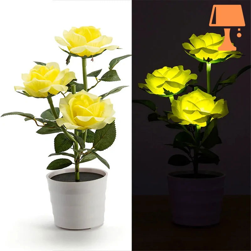 LumiRose – Solcelledrevet rosenplantepottelampe med blød LED-glød