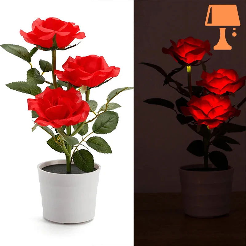 LumiRose – Solcelledrevet rosenplantepottelampe med blød LED-glød