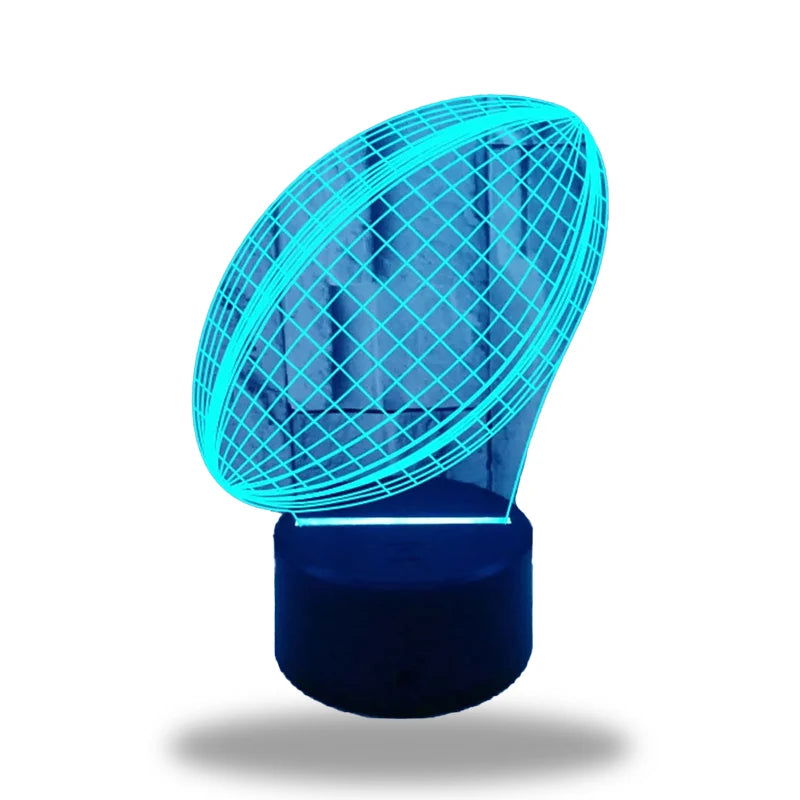 RugbyGlow – Dynamisk 3D Illusion Rugbyboldlampe med fjernstyrede farver