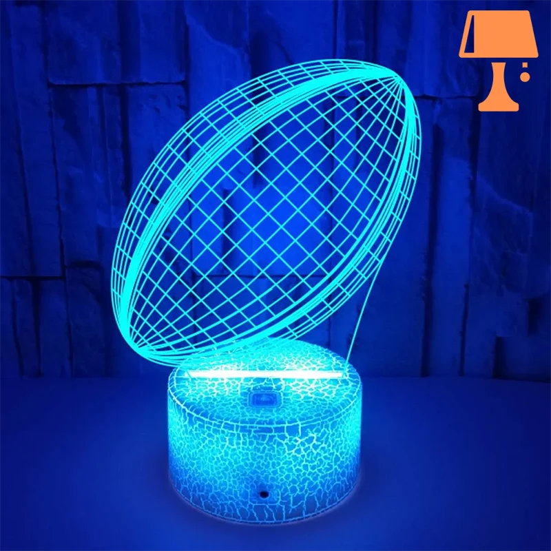 RugbyGlow – Dynamisk 3D Illusion Rugbyboldlampe med fjernstyrede farver