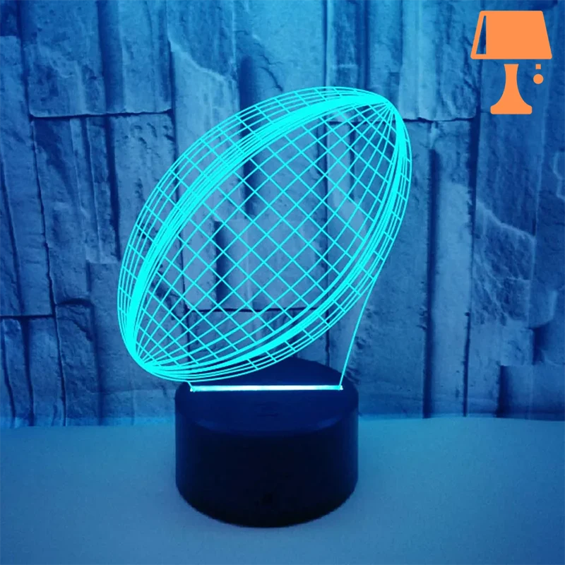 RugbyGlow – Dynamisk 3D Illusion Rugbyboldlampe med fjernstyrede farver