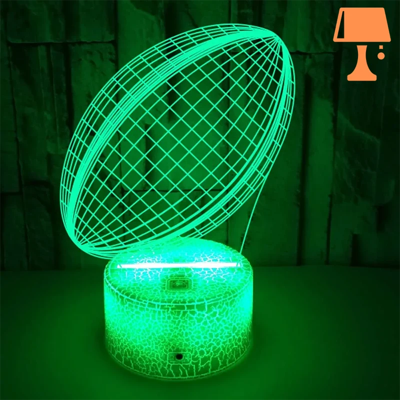RugbyGlow – Dynamisk 3D Illusion Rugbyboldlampe med fjernstyrede farver