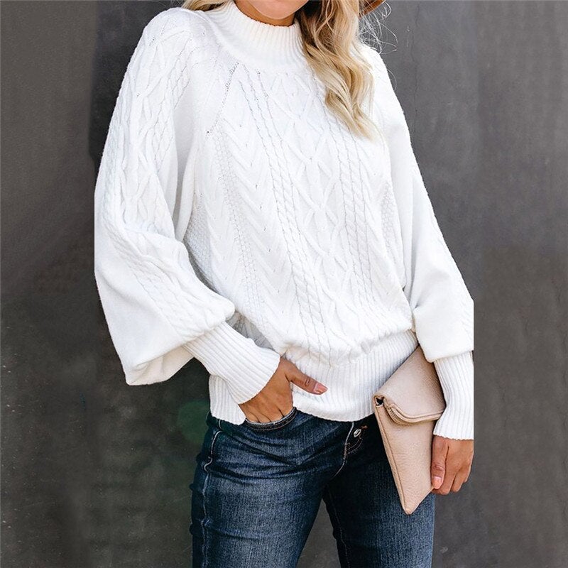 Ria Varm Rullekravepullover med Løse Ærmer