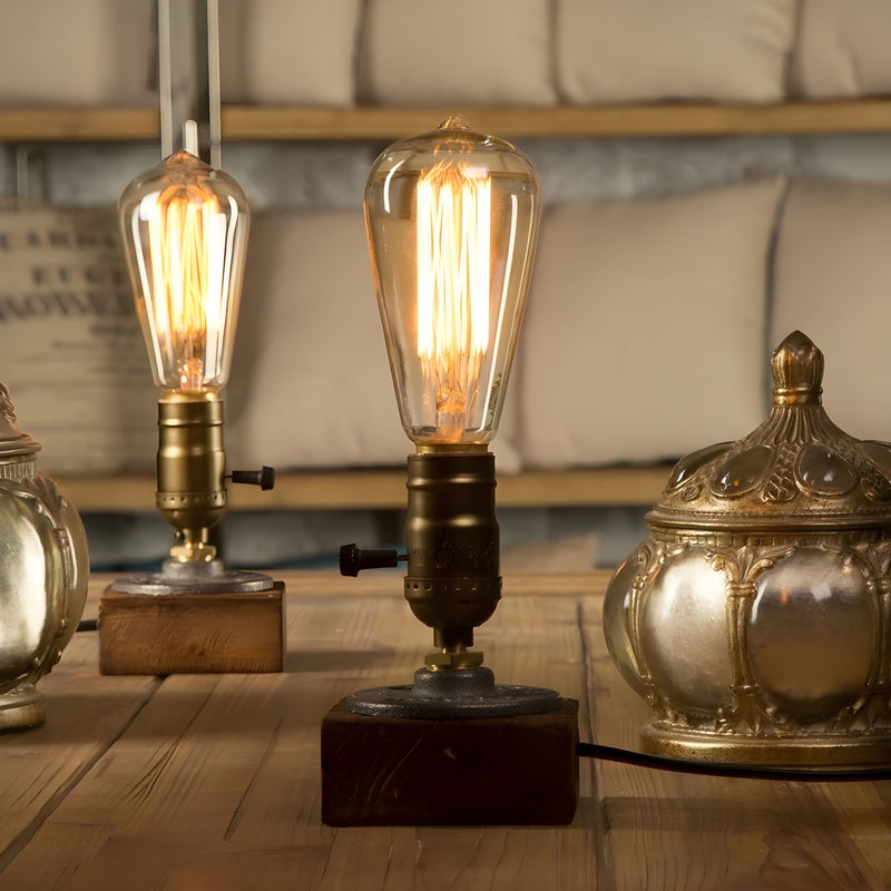 Industriel antik pære bordlampe