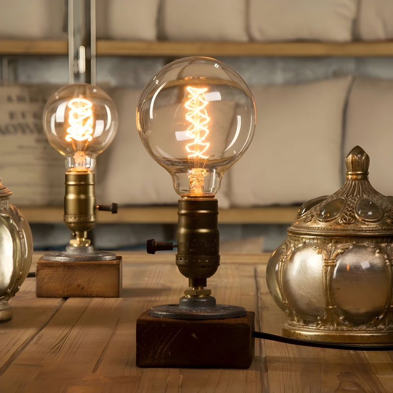 Industriel antik pære bordlampe