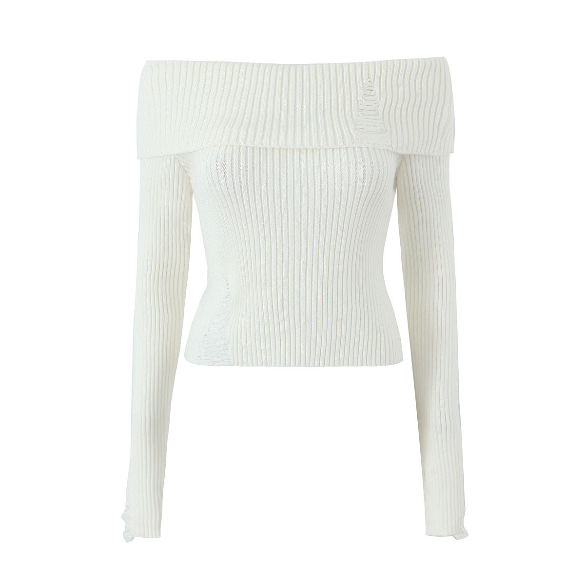 Rina - Kvinders Rib Strikket Slim Fit Off Shoulder Crop Top