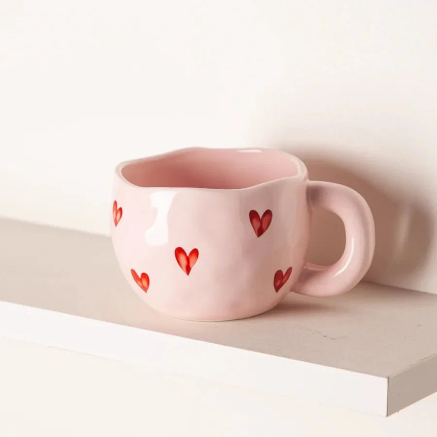 AmoraHeart – Sødt Kaffekrus med Pink Hjerte Design