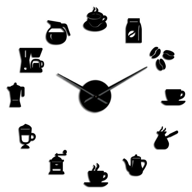 BrewTime Rammeløst DIY Vægur – Perfekt til Kaffeelskere