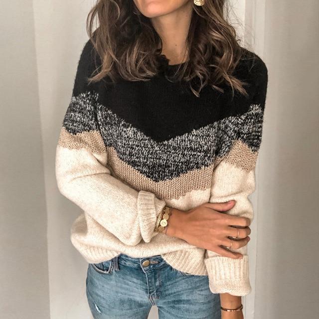 Aline - Varm langærmet sweater med rund hals til kvinder