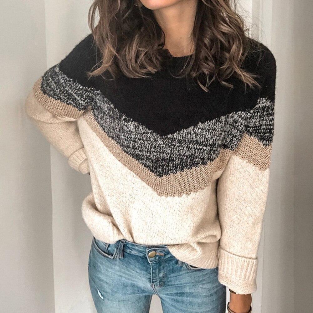 Aline - Varm langærmet sweater med rund hals til kvinder