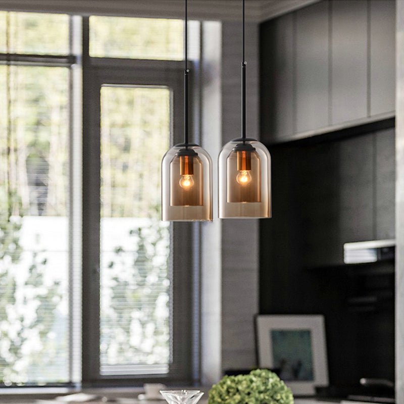 Dobbelthængt glaspære lampe