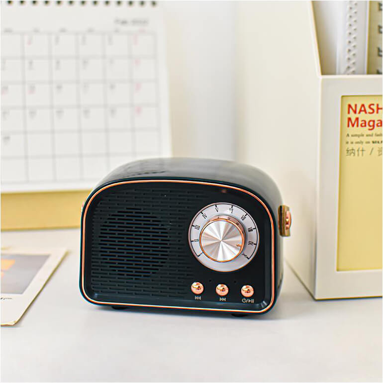 RetroVibe - Bluetooth-højttaler i vintagestil med FM-radio