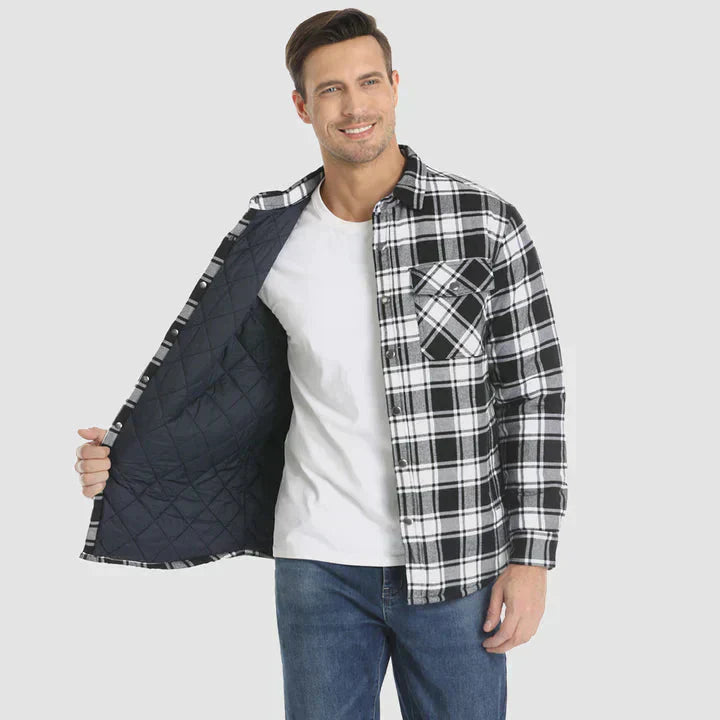 Herre Flannel Skjorte Jakke Lang Åndet Varmen Ternet Frakke Knap lukke Tyk Udetøj til Vinter
