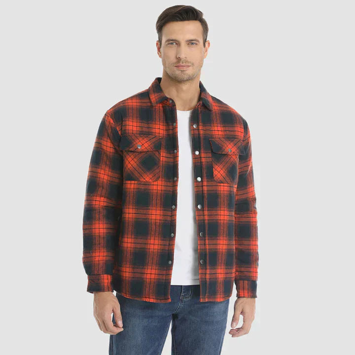Herre Flannel Skjorte Jakke Lang Åndet Varmen Ternet Frakke Knap lukke Tyk Udetøj til Vinter