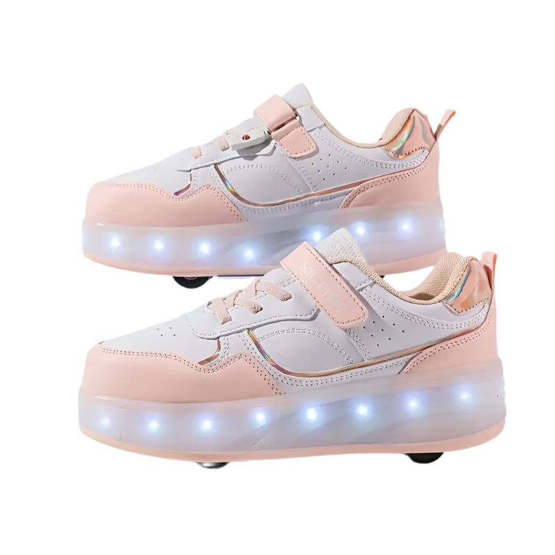 Agnes - Lyse Sneakers med Indbyggede Hjul og LED-lys