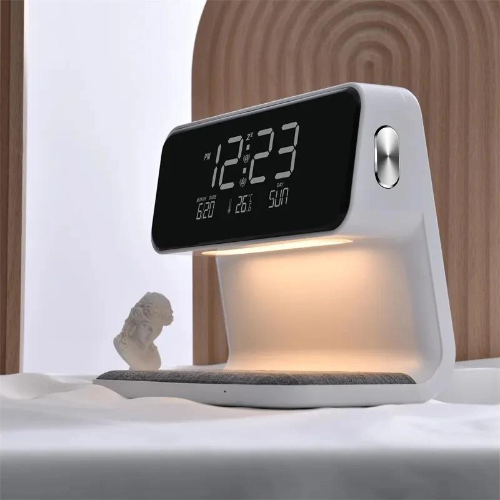 GlowTime LED Vækkeur med Digitalt Display & Trådløs Hurtigopladning